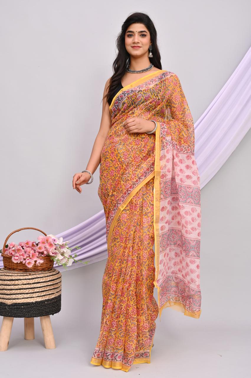 bagru, Kota Doriya Silk Saree, bagru saree, saree,hand block saree