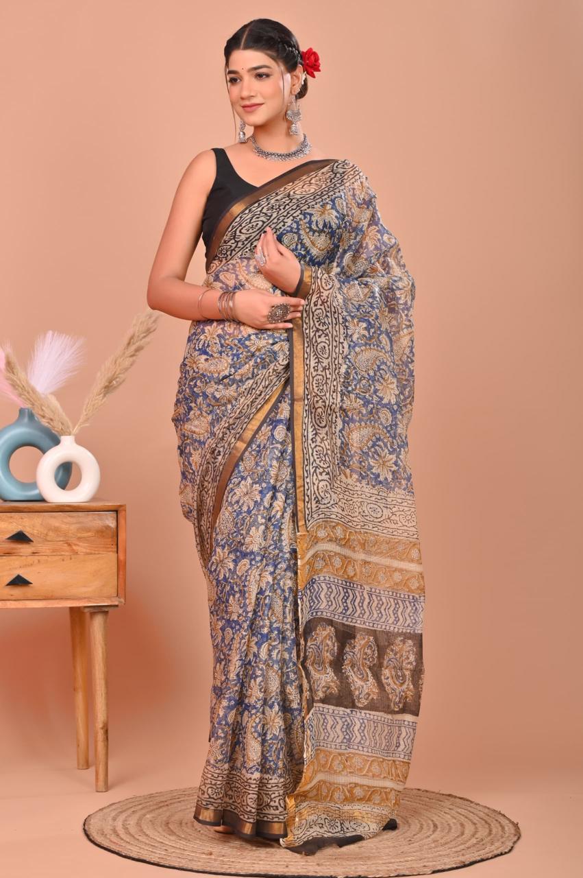 bagru, Kota Doriya Silk Saree, bagru saree, saree,hand block saree