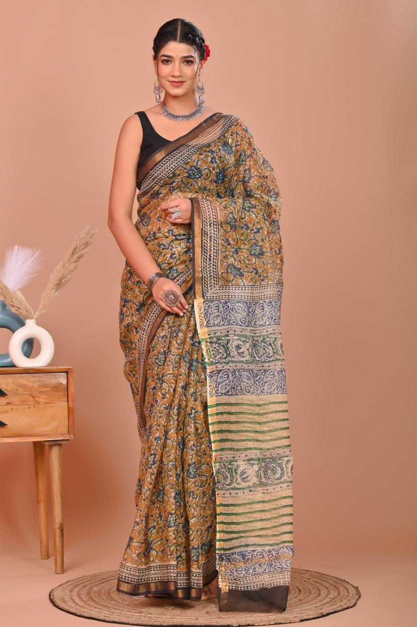 bagru, Kota Doriya Silk Saree, bagru saree, saree,hand block saree