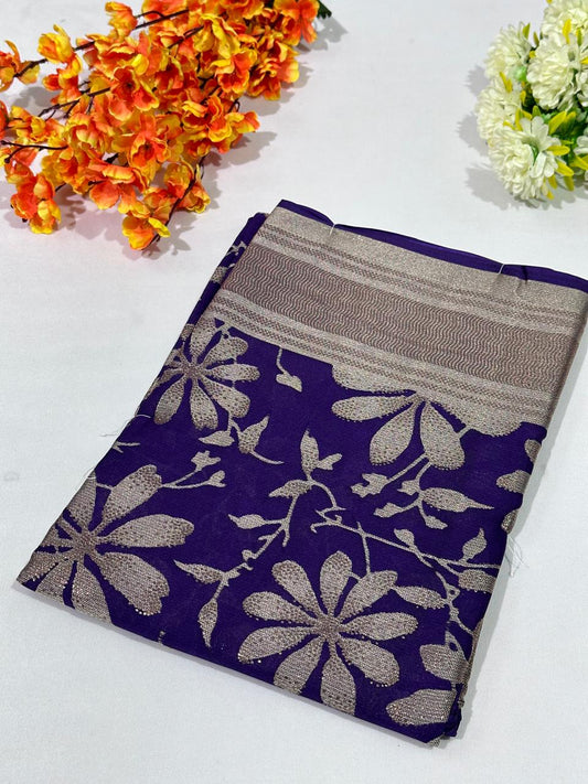 Brasso Saree With Zari Work Banarasi Border - BFSLA1