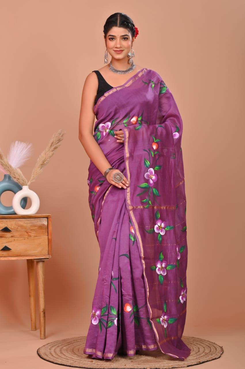 bagru, Chanderi Silk Saree, bagru saree, saree,hand block saree