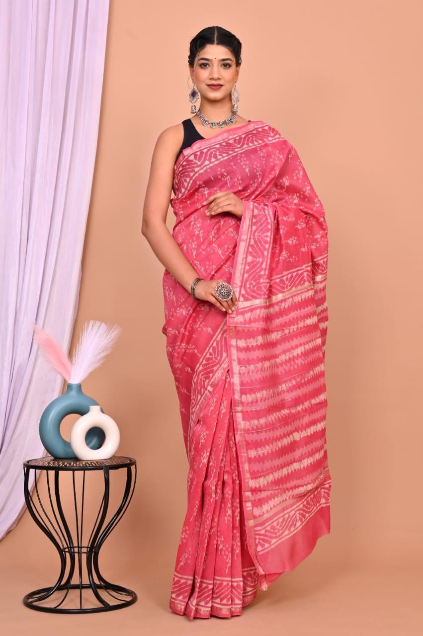 bagru, Chanderi Silk Saree, bagru saree, saree,hand block saree