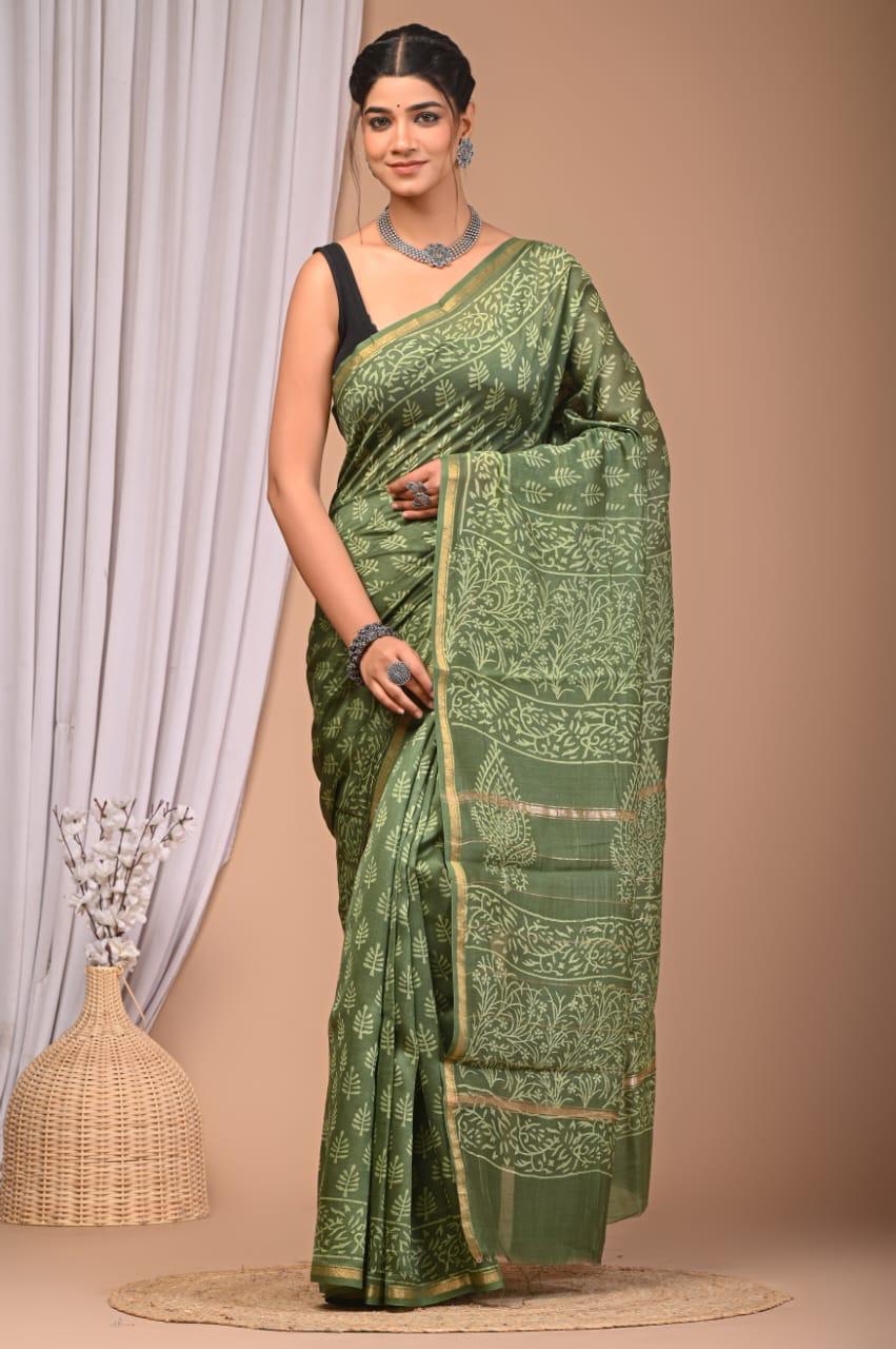 bagru, Chanderi Silk Saree, bagru saree, saree,hand block saree